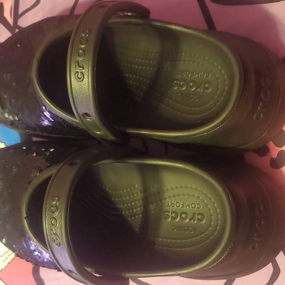 CROCS NEW BLACK SEQUIN PLATFORM BAE CROCS SIZE W9 - Picture 4 of 16